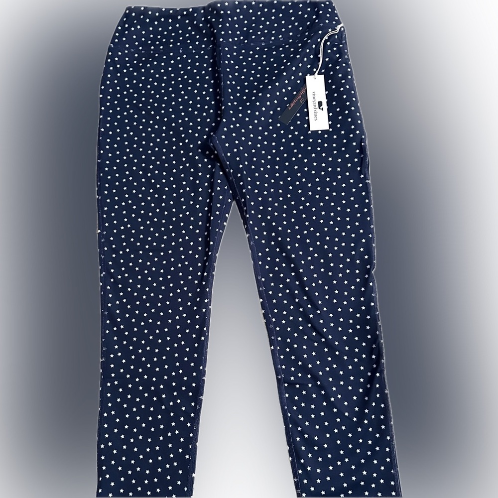 VINEYARD VINES STARS SKIP MONDAY LEGGINGS DEEP BAY PERFORMANCE L STRETCHY COMFY